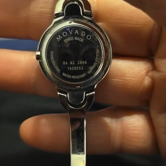 Movado Kara Silver Stainless Black Dial Swiss Movement NEW BATTERY SIZE 6" - Picture 3 of 6